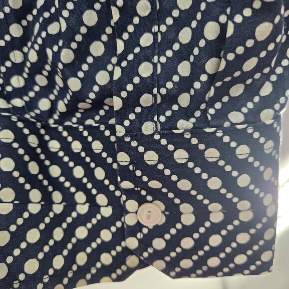 Talbots Petites Navy White Polka Dots Cotton Button Down Shirt Size 14P - Picture 4 of 11